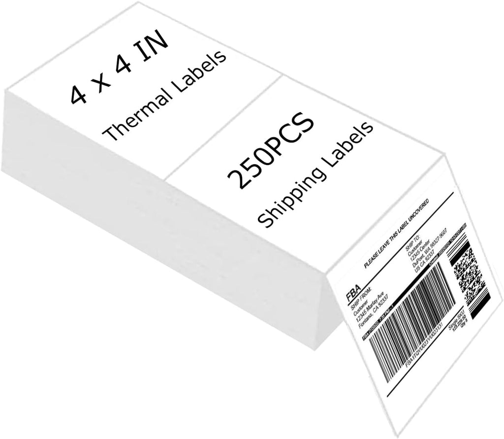 4" x 4" Thermal Labels Printable Shipping Label Stickers with Strong Adhesive, Large White Sticker Square Labels for