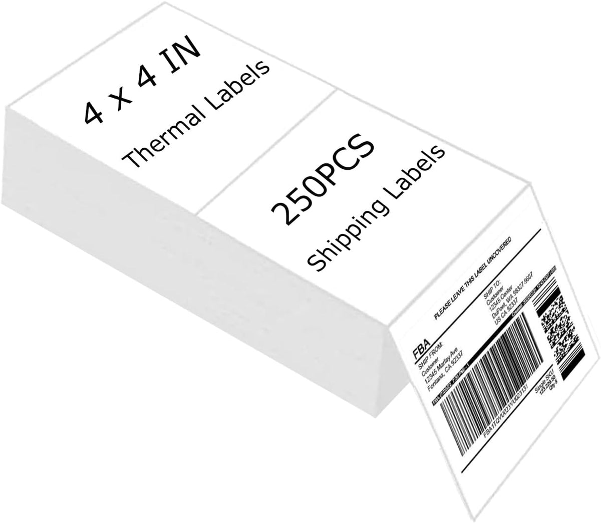 4" x 4" Thermal Labels Printable Shipping Label Stickers with Strong Adhesive, Large White Sticker Square Labels for