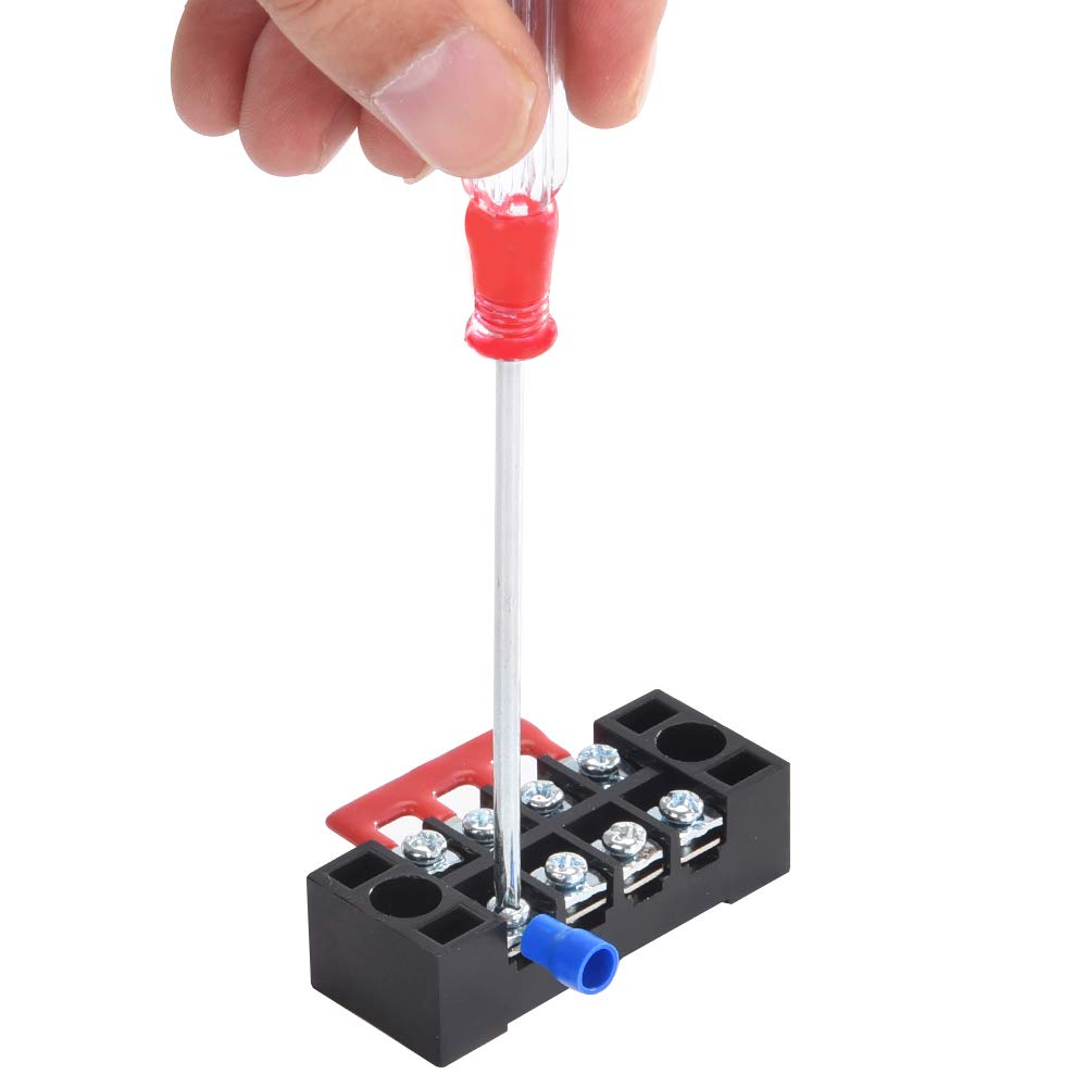 73Pcs(6Sets) Terminal Block Set, 6Pcs 4 Positions 600V 15A Dual Row Screw Terminal Strip Block + 6Pcs Pre-Insulated Terminals Barrier Strip + 60Pcs Insulated Fork Wire Connector by CGele…