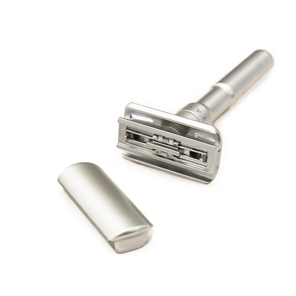 Travel Double Edge Safety Razor, River Lake RZ700 Long Handle Adjustable Classic Safety Shaver Razor (Razor with