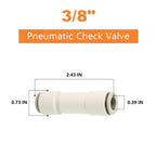 GASHER 2PCS 1/4OD Pneumatic Check Valve AKH 06-00 White