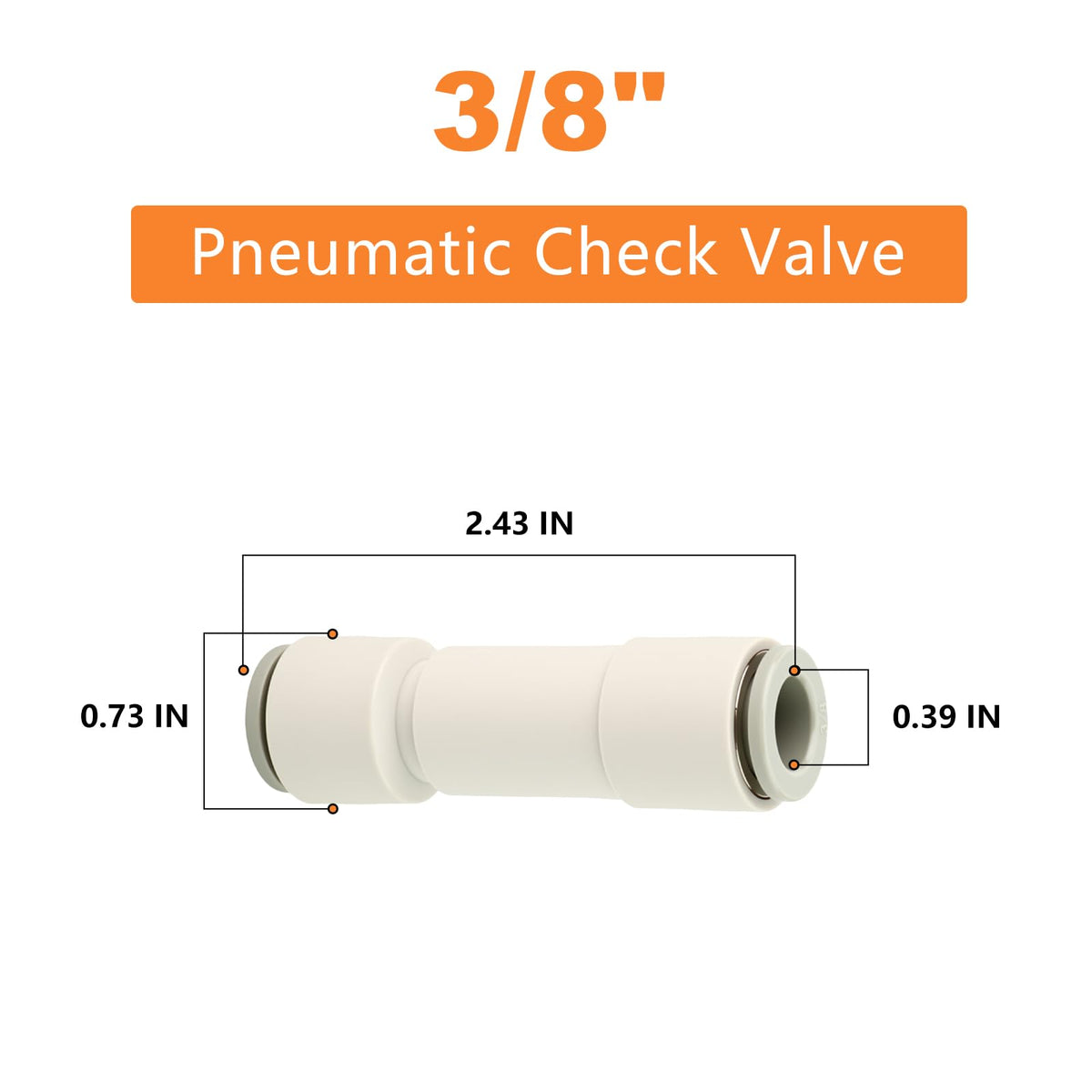 GASHER 2PCS 1/4OD Pneumatic Check Valve AKH 06-00 White