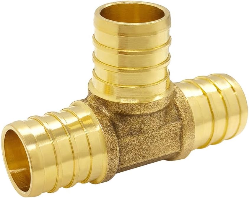 Hooshing 6 Pack 3/4 Inch PEX Tee Fittings Solid Brass Crimp Fitting