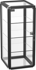 14" W x 27" H x 12" D Black Aluminum Frame Tempered Glass Countertop Display Case - Durable and Clear Tabletop
