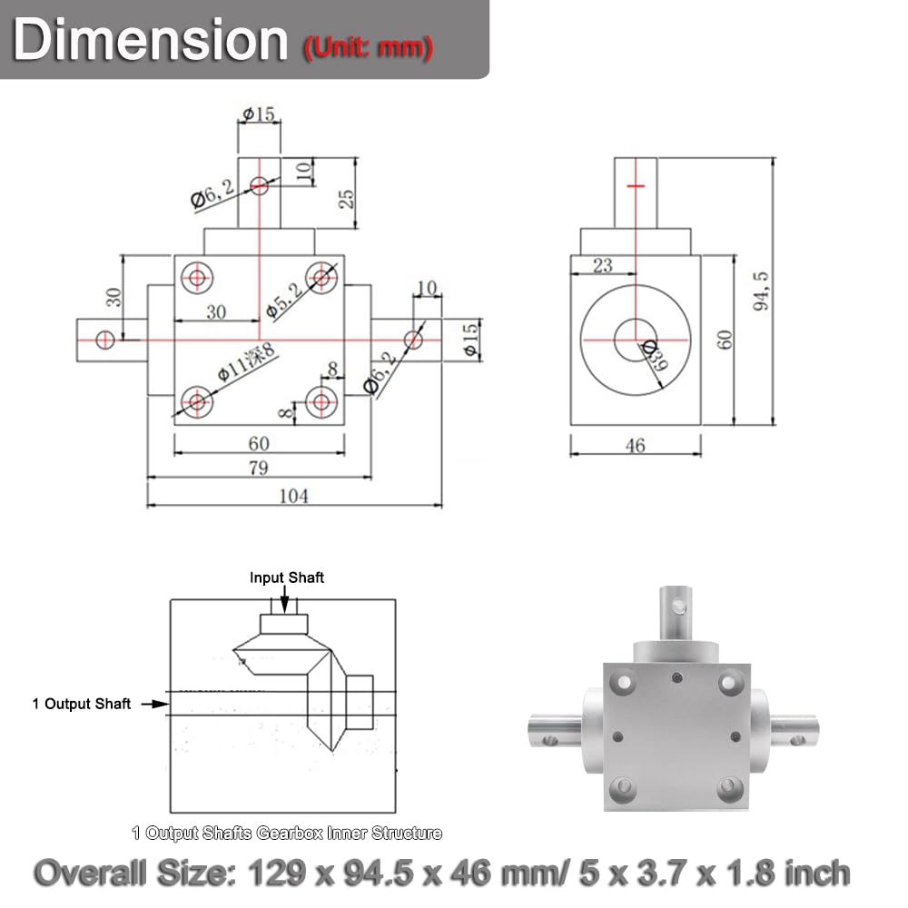 PGFUN 1:1 Waterproof Right Angle Gearbox 1.5 Module 20 Teeth 90° Angle Drive Steering Gear Device