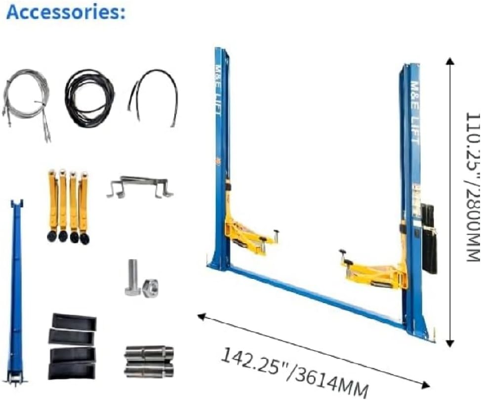 ME-H1000 Two Post Car Lift 10,000-lb Lifting Capacity CE Certified 2 Post Lift, Auto Lift for Auto Repair Shops