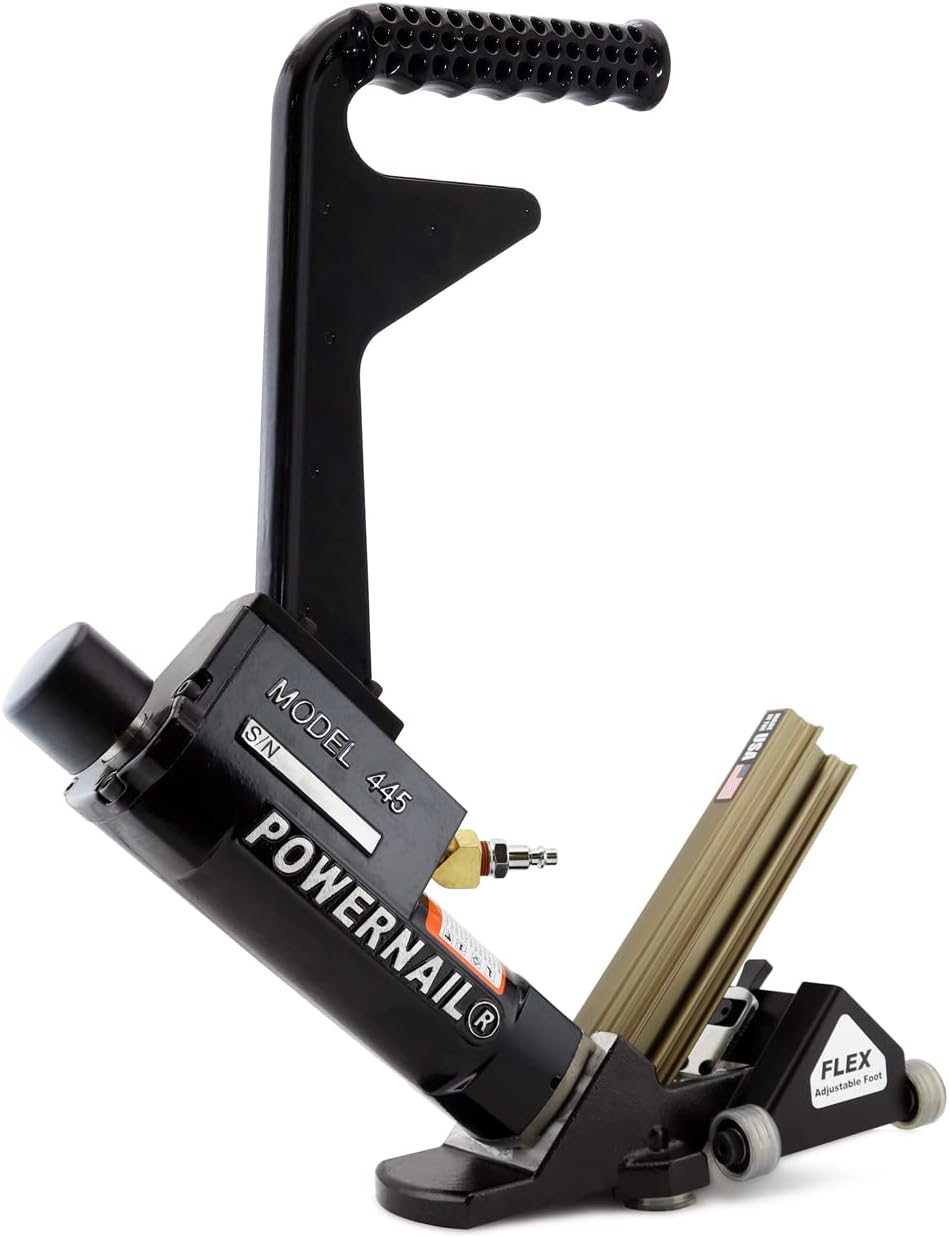 445PRXLSW Pneumatic 16 Gauge L-Cleat Flooring Nailer with FLEX Power Roller adjustable base