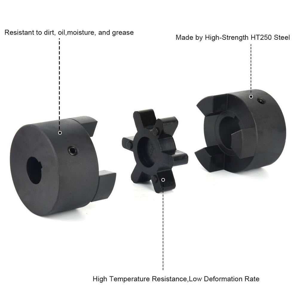 1" to 1-1/2" L110 3-Piece L-Jaw Coupling Set & Buna-N NBR Rubber Spider for Log Wood Splitter