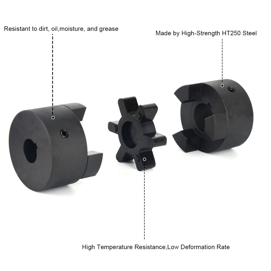 1" to 1-1/2" L110 3-Piece L-Jaw Coupling Set & Buna-N NBR Rubber Spider for Log Wood Splitter
