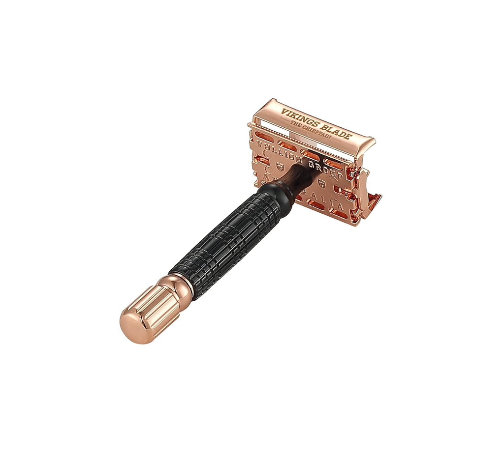 Double Edge Safety Razor for Men + 5 Swedish Steel Blades + Luxury Case. Smooth, Reusable, Eco-Friendly (Chieftain