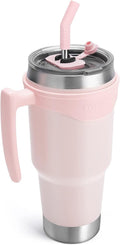 40 oz Tumbler with Handle and Straw, 3 in 1 Sip-All-Way Lid Insulated Tumblers, Reusable Stainless Steel Water Bottle