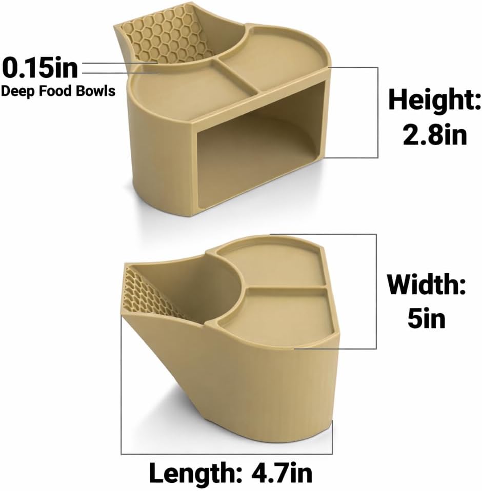 Hermit Crab Habitat Shelter with Dual Food Bowls, 2-in-1 Cave Shelter & Feeding Dish, Textured Climbing Ramp &