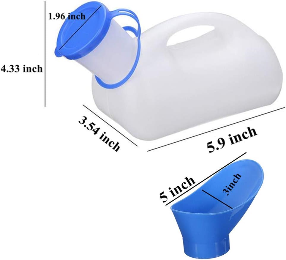Unisex Potty Urinal for Car, Portable Urinal for Men and Women 33.8oz-White | Bedpans Pee Bottle, with a Lid and