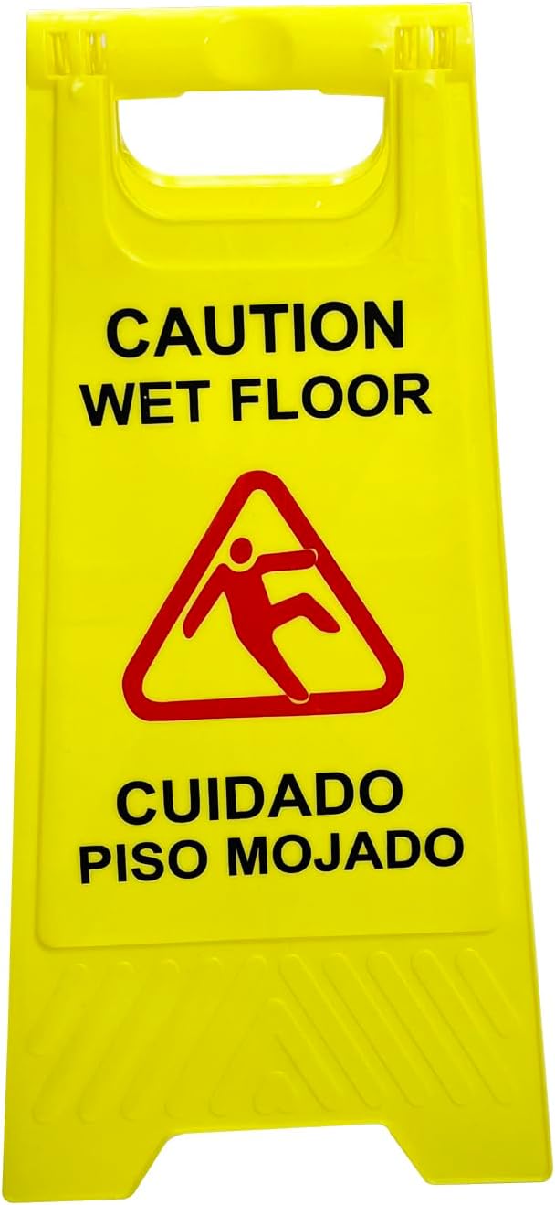 Caution Wet Floor Sign, Foldable Sturdy Bilingual Double-Sided Safety Warning Signs (Pack of 2)