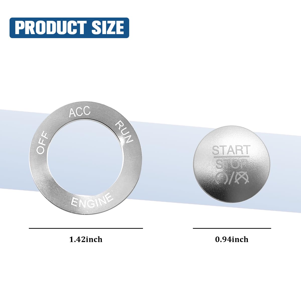 BCOWPV Car Push Start Button Cover, Vehicle Engine Start Stop Button Cover Protector, Automotive Interior Ignition Switch Protective Decoration Cover, Universal Fit (Silver)