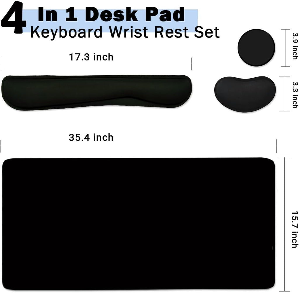 Large Mouse Pad and Keyboard Wrist Rest, Desk Pad for Keyboard and Mouse, 4-in-1 Large Gaming Mouse Pad with Wrist