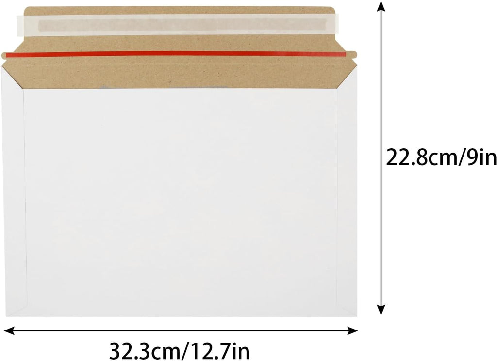 100Pcs 9 x 12 Inch Rigid Mailers Stay Flat Photo Document Mailer Self Seal Cardboard Envelops Mailers White Paper