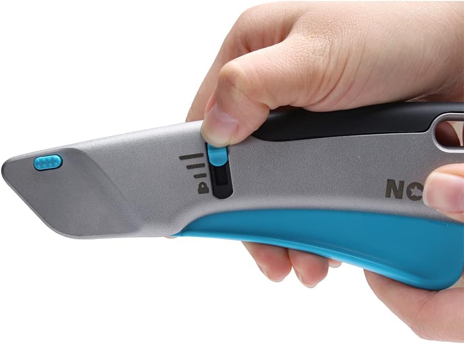 Squeeze Trigger Utility Knife and Heavy Duty Box Cutter, Self Retractable Safety Knife for Cardboard & Work