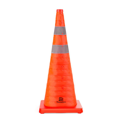 28 Inch 1 Pack Collapsible Traffic Safety Cones, Orange | Foldable Design for Storage, Reflective Collar Visible at