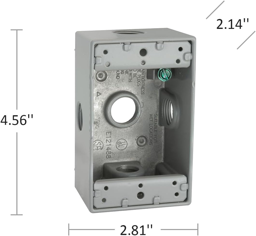 Hubbell-Bell 5323-0 Single Gang Weatherproof Outlet Box, Gray