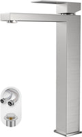 Brushed Nickel Tall Bathroom Faucet for Vessel Sink Single Hole Single Handle Vessel Sink Faucet Vanity Bathroom