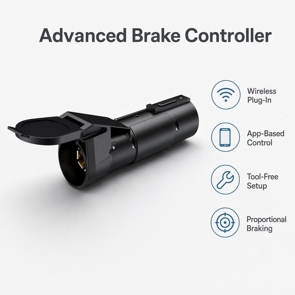 Portable 51180 Trailer Brake Controller for 1-2 Axles and 2-4 brakes, 7-Way
