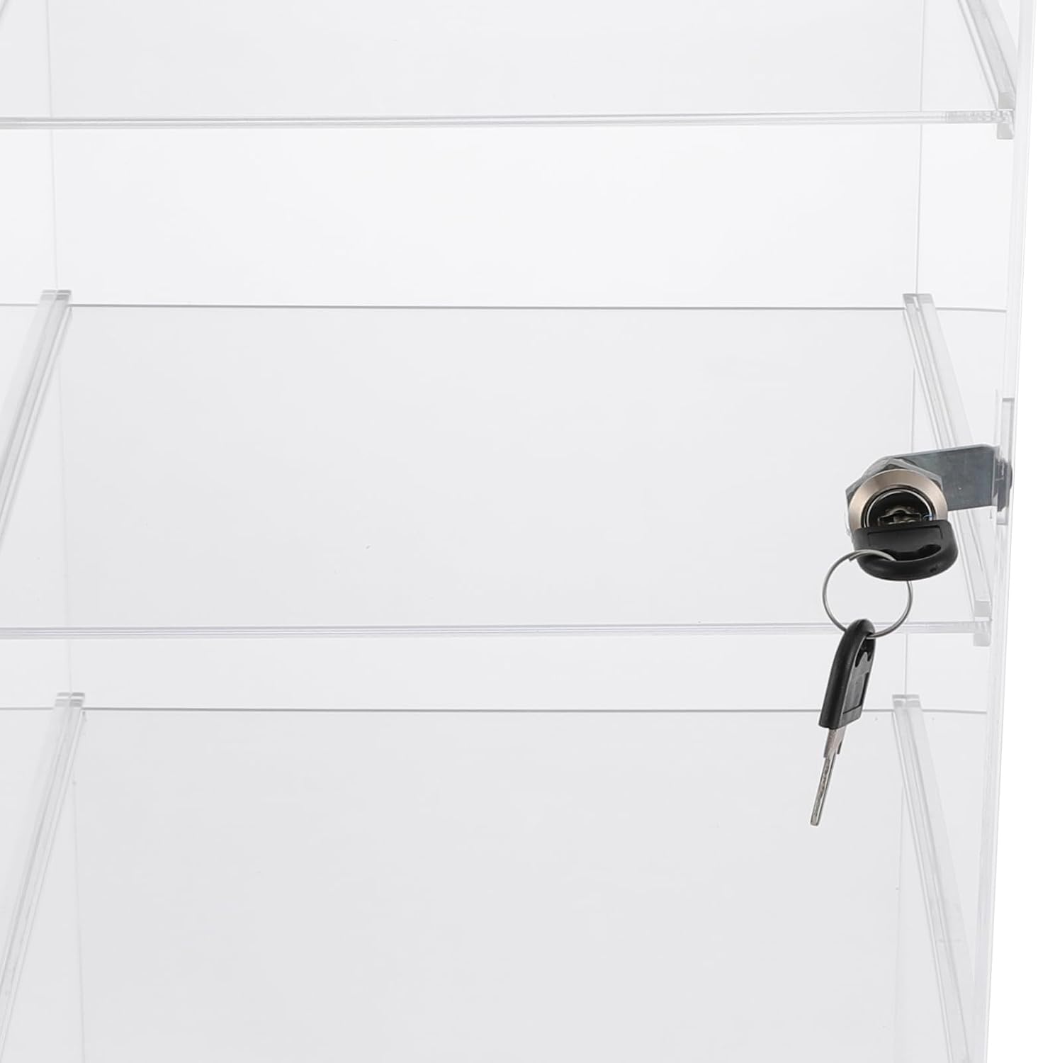 4 Shelf Acrylic Display Case with Lock, Clear Locking Countertop Showcase | Clear Acrylic Countertop Display Case for