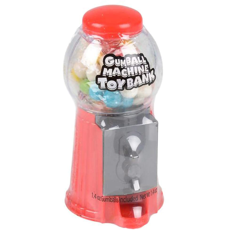 2-Pack Pack Mini 5" Inch Gumball Machine Without Candy Plastic Bubblegum Dispenser Red Gumball Machine Vending Candy