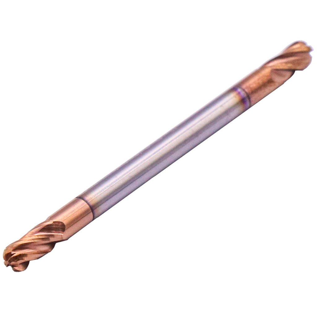 5Pcs 1/8" 4 Flute Double End Solid Carbide Ball Nose End Mill, TiSiN Coated