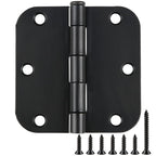 Rounded Matte Black Door Hinges 3.5 Inch 5/8" Radius Flat 30 Pack