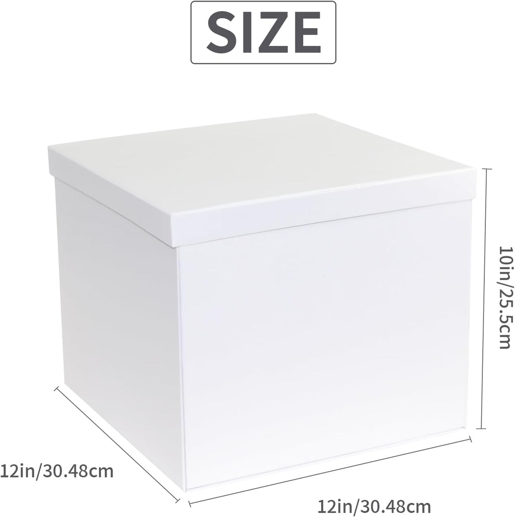 Large White Gift Box with Lid 12x12x10 Inches.