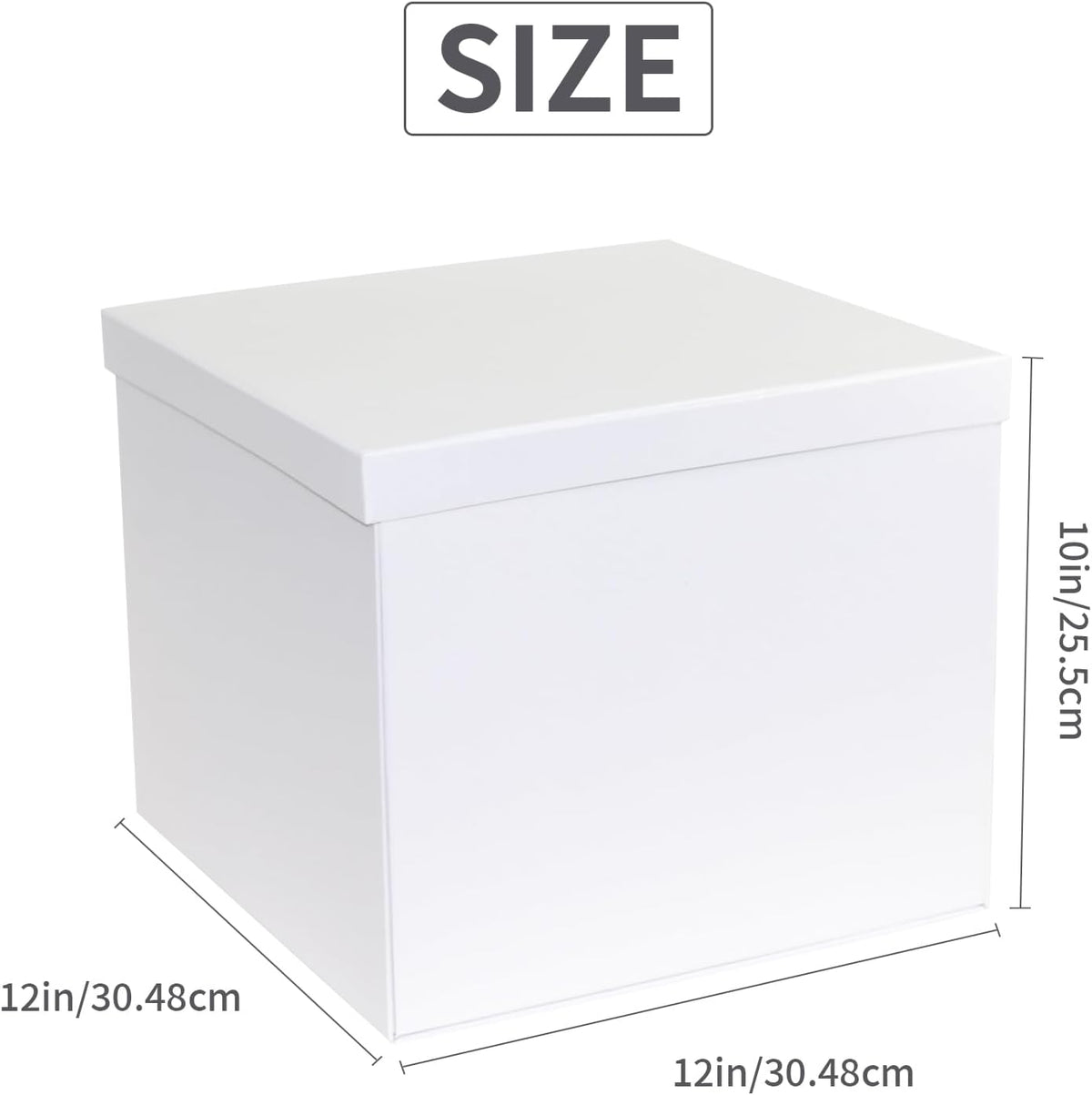 Large White Gift Box with Lid 12x12x10 Inches.