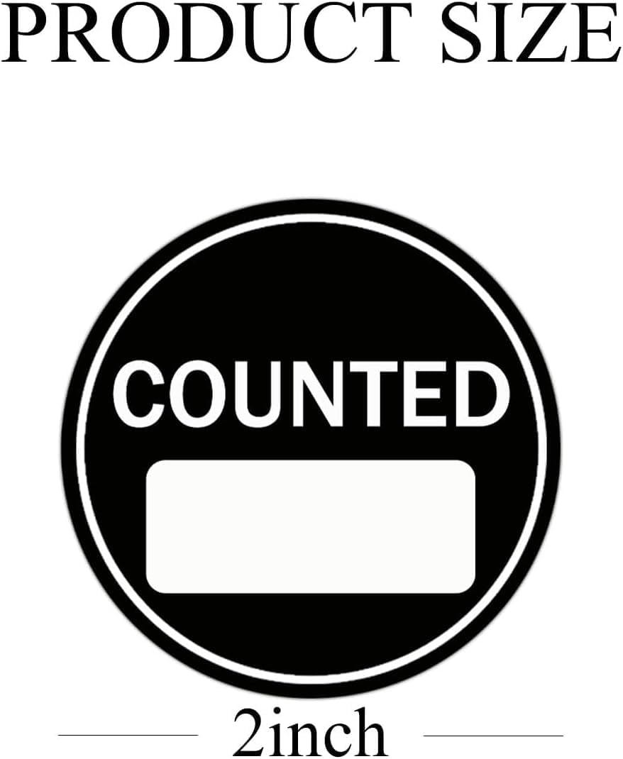 Round Counted Inventory Labels, 2 inch Black, 500 Pieces