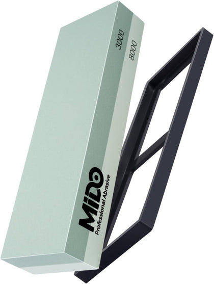 Knife Sharpening Stone 2 Side Grit 3000/8000 Whetstone knife Sharpener Stone with Non-Slip Rubber Base, Kitchen