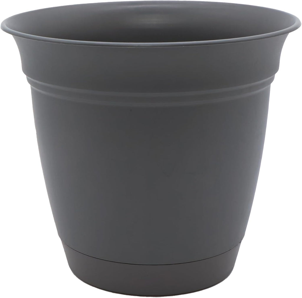 Eclipse Round Planter with Saucer - Outdoor & Indoor Plant Pot with Drainage Holes - Lightweight, UV-Resistant