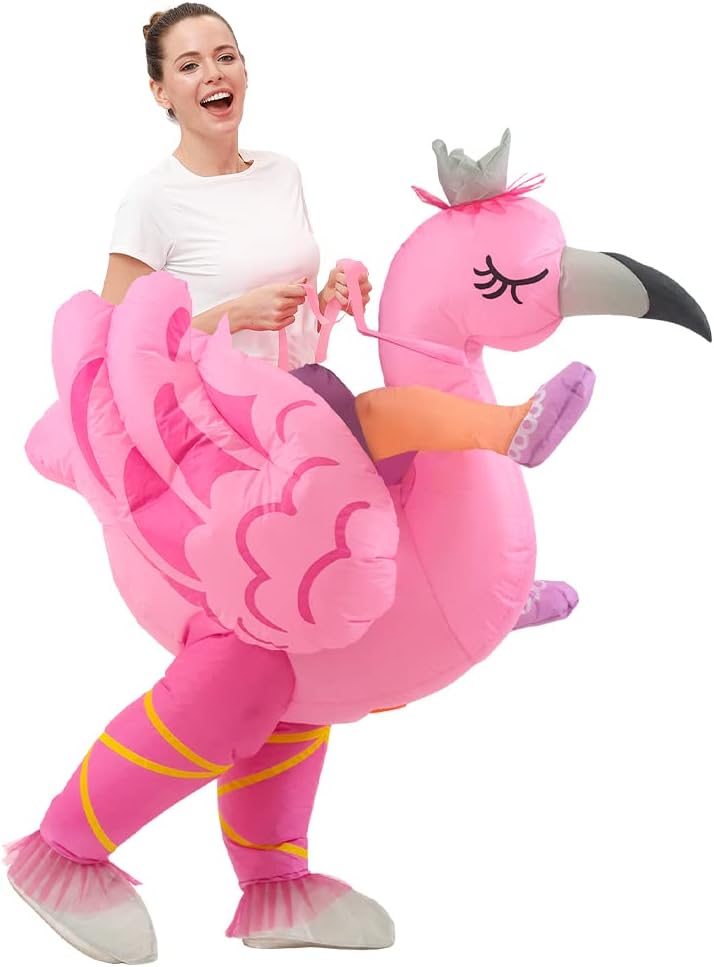 Inflatable Flamingo Costume Adult, Inflatable Costumes Women, Pink Flamingo Funny Suit Blow Up Costume for Adults