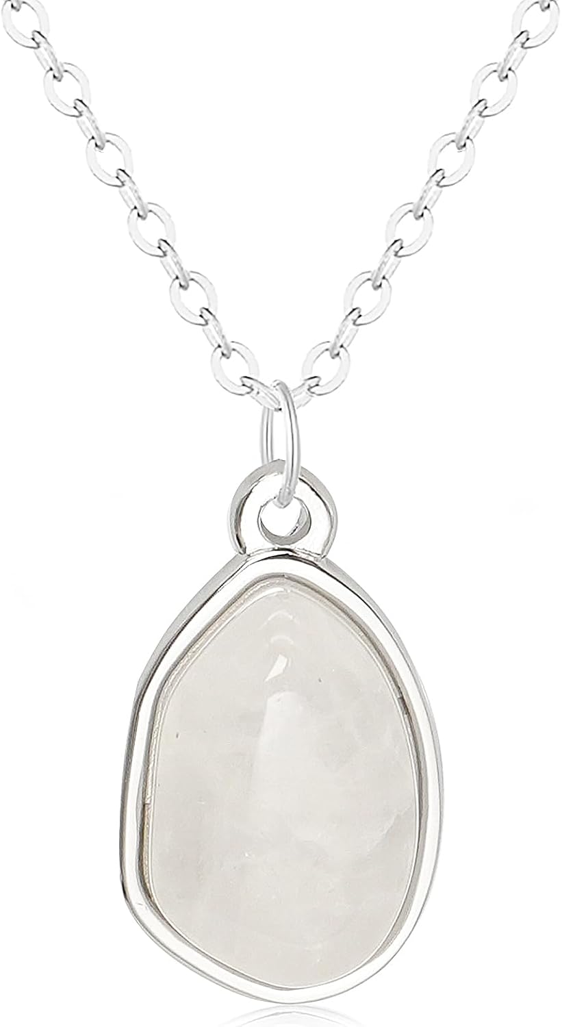 Stone Pendant Necklaces Gemstone Dangle Necklace 18K Gold Plated Teardrop Pendant Necklace for Women