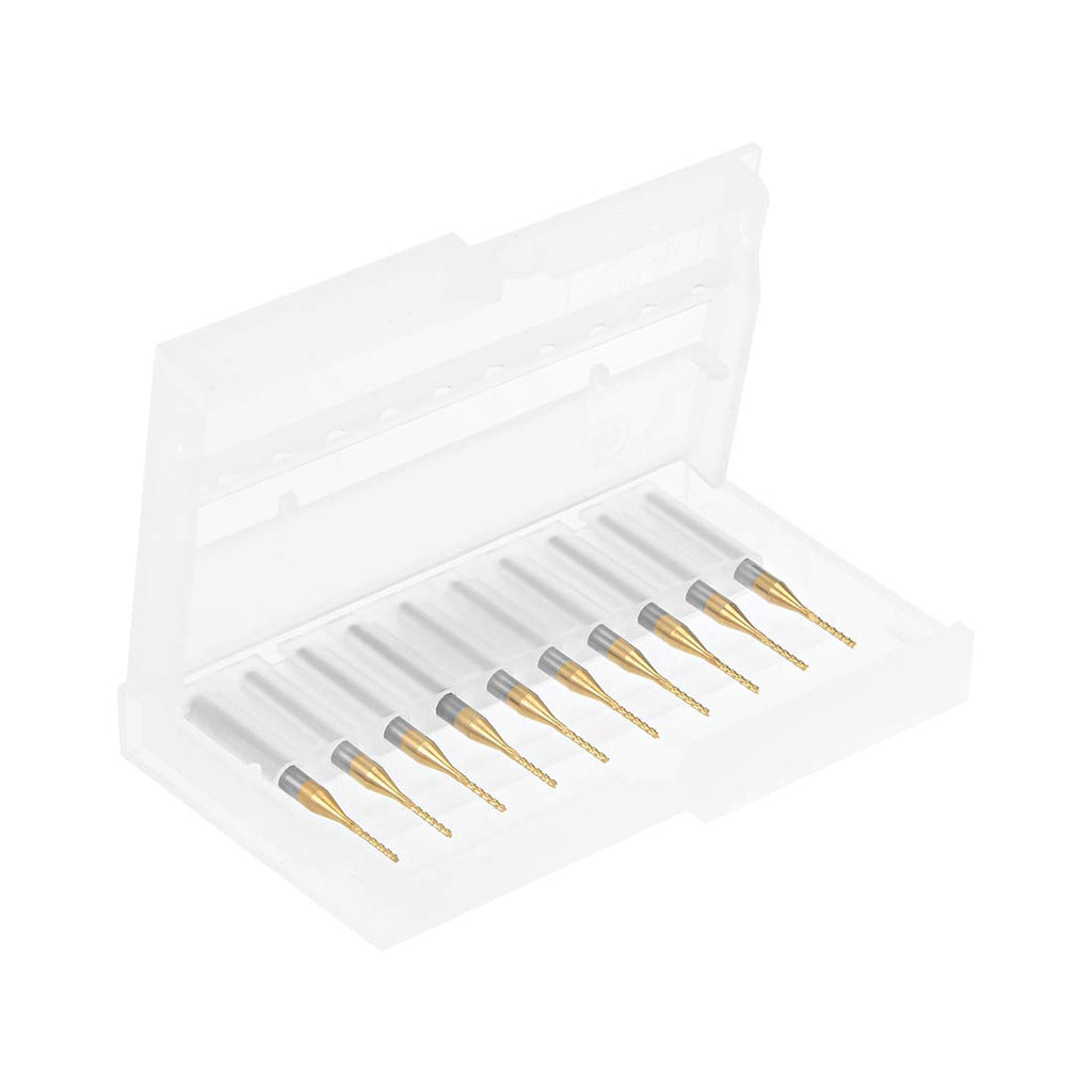 uxcell 10Pcs 1mm Titanium Coat Carbide End Mill Engraving Milling Cutter CNC Router Bits for PCB Machine, 1/8" Shank