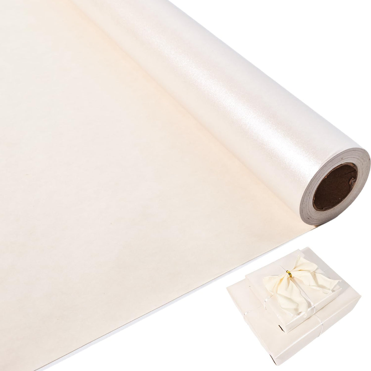 Off White Kraft Wrapping Paper Roll,Reversible Beige Wrapping Paper,Pearly-Lustre Solid Color Gift Wrap for