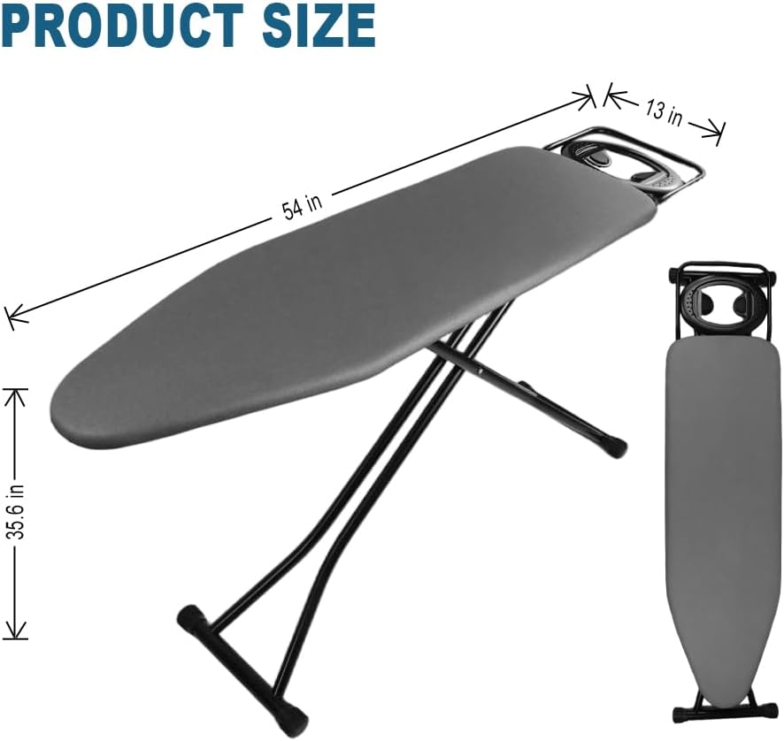 Ironing Board Full Size, Heat Resistant Cover Iron Board with Steam Rest, Ultra Thick Padding, Height Adjustable