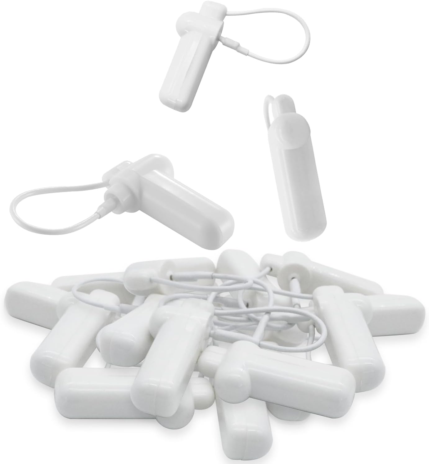 Security Tags with Lanyard, 100pcs Hard Tags Reusable Clothing Tag with String Compatible with 58khz EAS Checkpoint