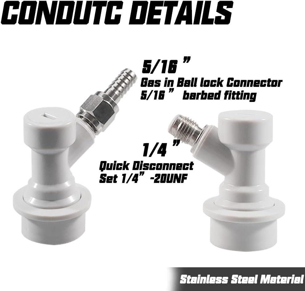 Corny Keg Quick Disconnect CO2 Ball Lock with Swivel Nut and Worm Clamps for Cornelius Keg Home Brewing