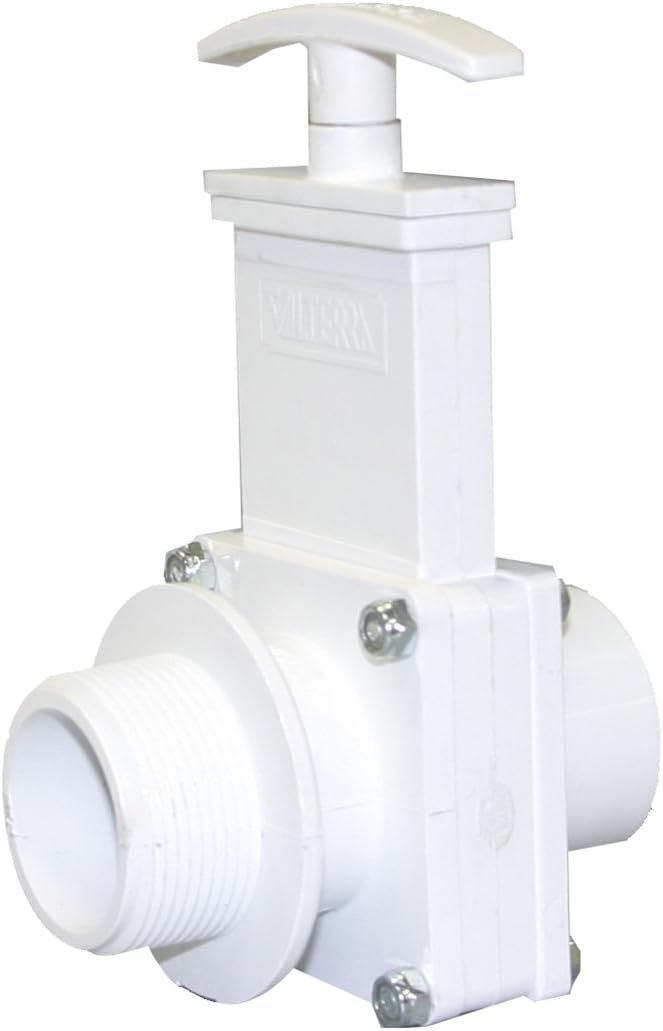 Valterra 6106 PVC Gate Valve, White, 1-1/2" MPT x Spig