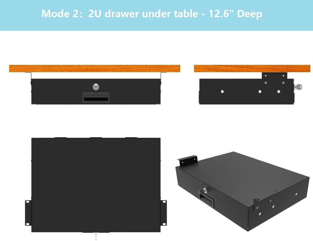 2U Server Cabinet Case 19 Inch Rack Mount Lockable Drawer