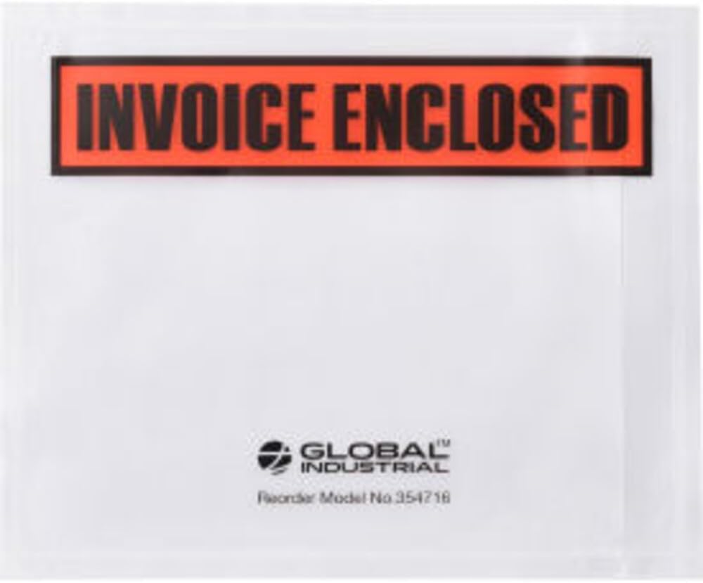 Panel Face Envelopes, "Invoice Enclosed", 4-1/2"L x 5-1/2"W, Orange, 1000/Pk