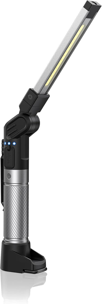 Magnetic Work Light - 800 Lumens Rechargeable Work Light with Multifunctional Foldable Design, 2200 mAh Mechanic