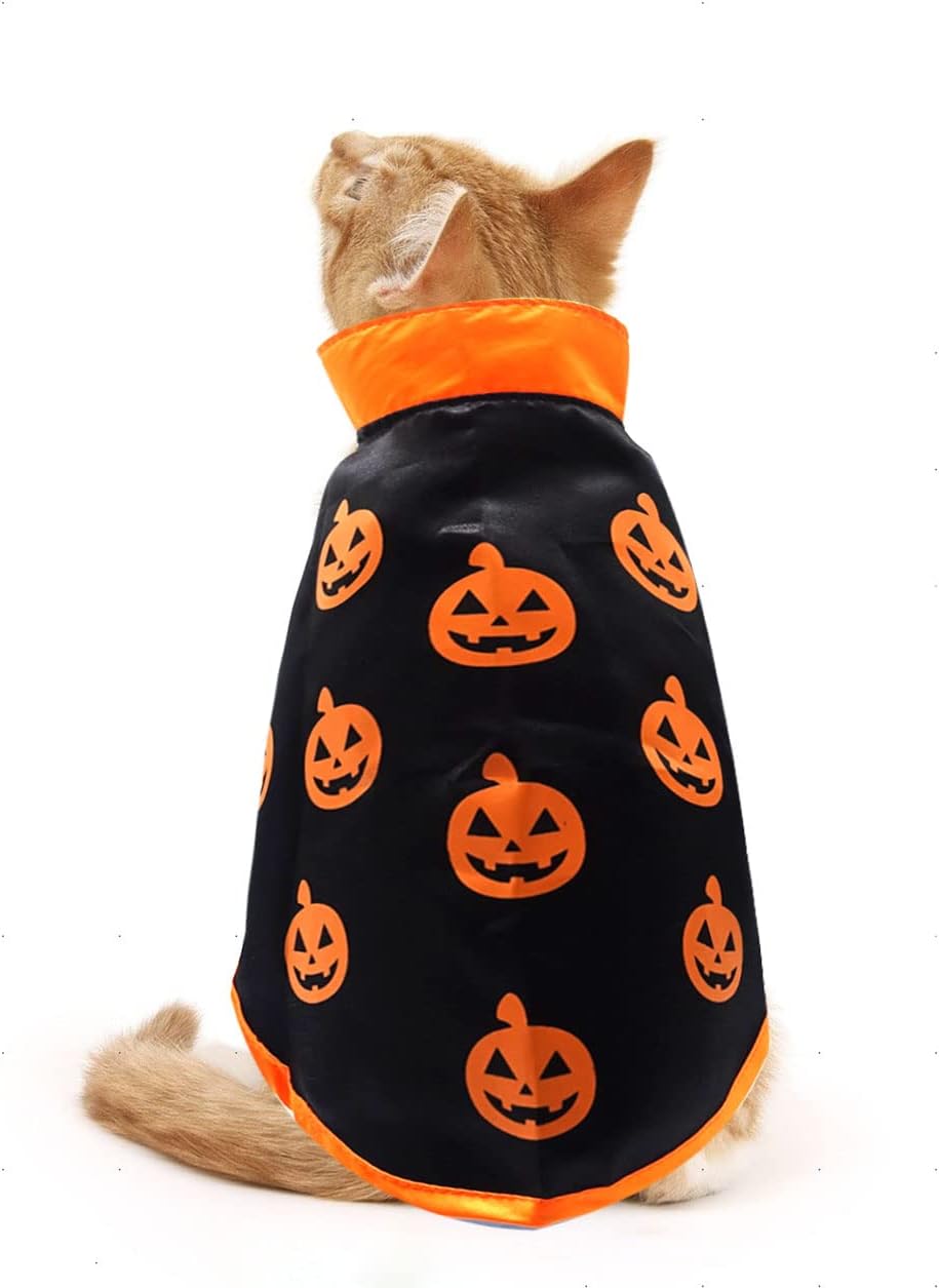 Halloween Cat Costume Cloak Witch Hat Pet Accessories Halloween Adjustable Pumpkin Pet Costumes Clothes Set
