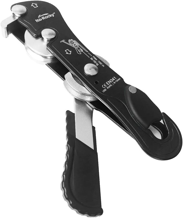 Self-Braking Stop Descender - CE Certified Rescue & Climbing Gear | Auto-Braking with Anti-Panic Function for Rescue