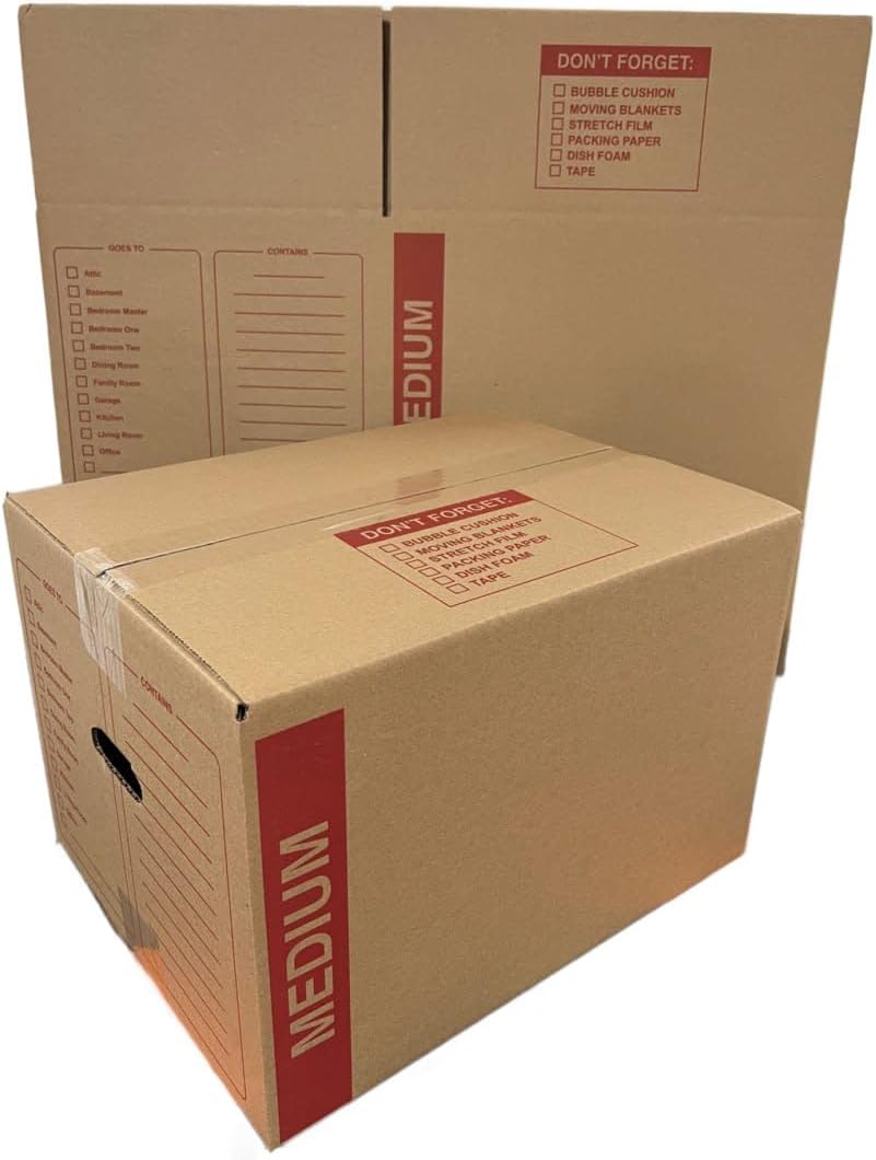 10 - Pack Medium Cardboard Moving Boxes 18x14x12 32 ECT With Handles