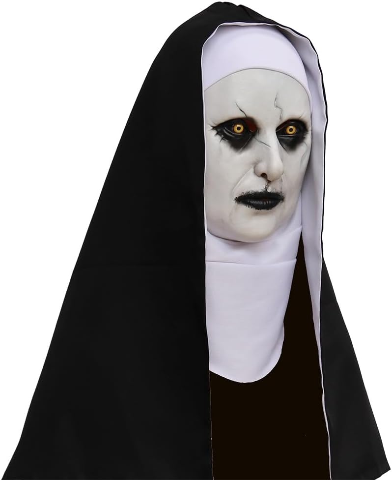 Halloween Nun Full Head Latex Mask For Scary Party Cosplay Mens Masquerade